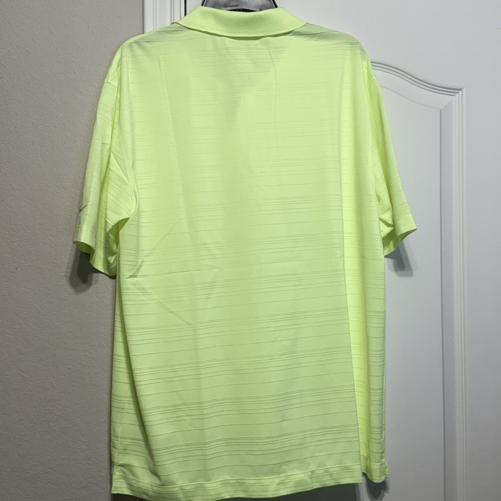 Men's Nike Golf Fit Dry Large Neon Yellow Golf Polo Short Sleeve Shirt‎ - Picture 3 of 5